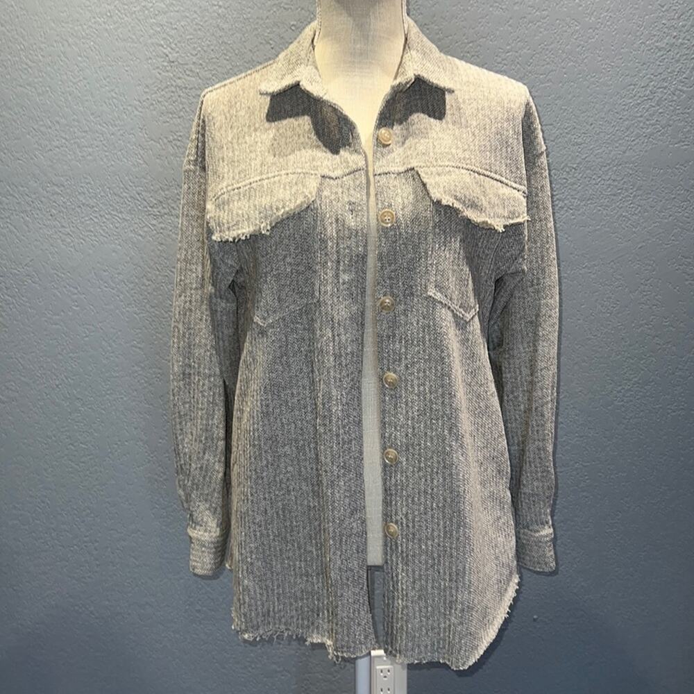 POLAGRAM by Wellmade Inc, Gray Woven Schacket Size S - NWT